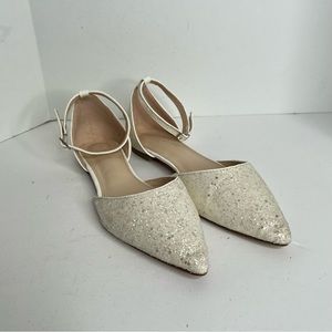 Kailee P Glitter Pointy Toe Flats Cream Size 11